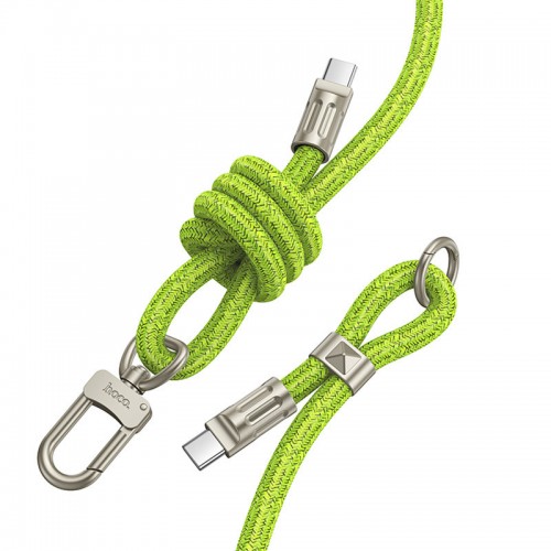 Дата кабель-шнурок Hoco GH7 Elegant Type-C to Type-C (1.8m) (Fluorescent Green)