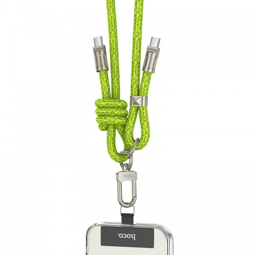 Дата кабель-шнурок Hoco GH7 Elegant Type-C to Type-C (1.8m) (Fluorescent Green)