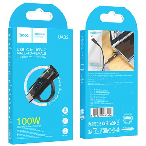 Переходник Hoco UA32 Type-C male to Type-C female display adapter (Black)