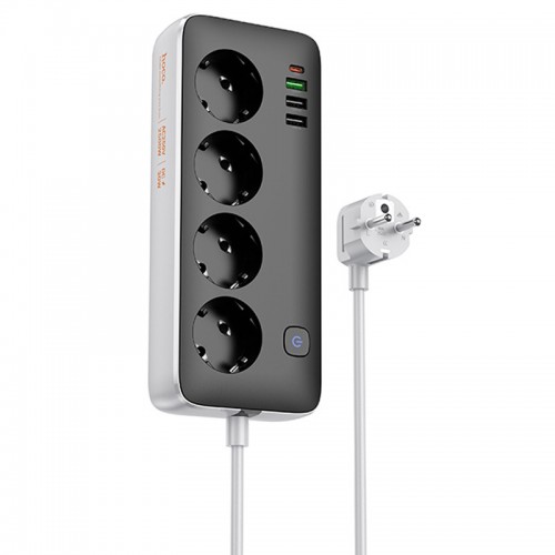 Удлинитель Hoco AC22 Sunlight (PD30W/1C/3A/4xSocket) (1.5m) (Black)