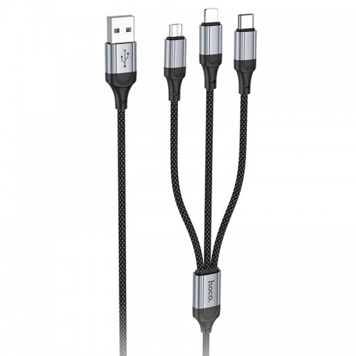 Дата кабель Hoco X102 Fresh 3in1 USB to Lightning + MicroUSB + Type-C (1m) (Black)