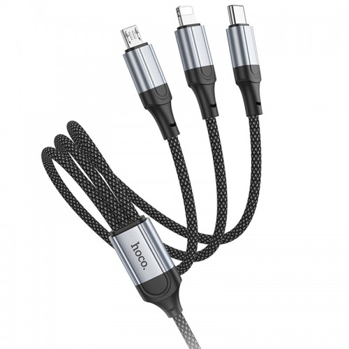 Дата кабель Hoco X102 Fresh 3in1 USB to Lightning + MicroUSB + Type-C (1m) (Black)