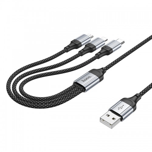 Дата кабель Hoco X102 Fresh 3in1 USB to Lightning + MicroUSB + Type-C (1m) (Black)