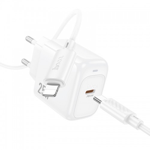Сетевое зарядное устройство Hoco CS53A Surplus PD25W (1USB-C) + Type-C to Lightning (White)