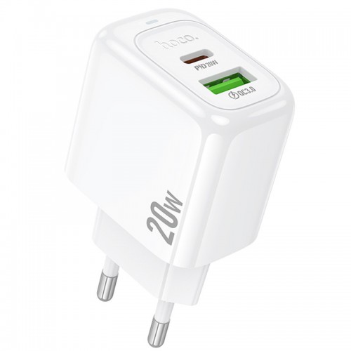 Сетевое зарядное устройство Hoco CS54A Surplus PD20W+QC3.0 (1USB-A/1C) (White)
