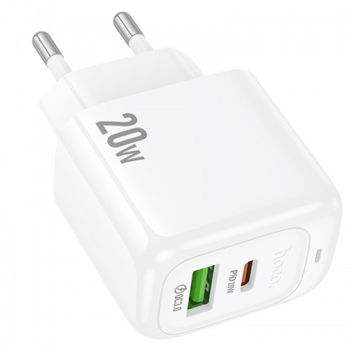 Сетевое зарядное устройство Hoco CS54A Surplus PD20W+QC3.0 (1USB-A/1C) (White)