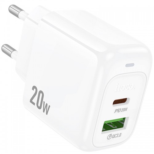 Сетевое зарядное устройство Hoco CS54A Surplus PD20W+QC3.0 (1USB-A/1C) (White)