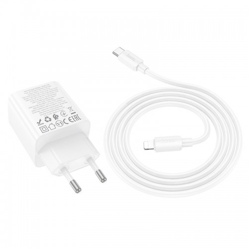 Сетевое зарядное устройство Hoco N56 Fundador PD30W four-port (2C2A) + Type-C to Lightning (White)