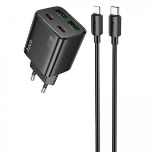 Сетевое зарядное устройство Hoco N56 Fundador PD30W four-port (2C2A) + Type-C to Lightning (Black)
