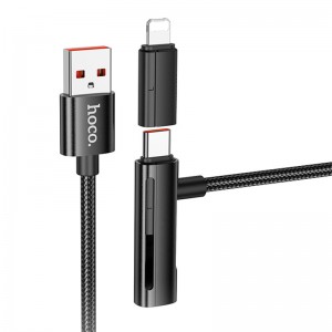 Дата кабель Hoco U135 Incredible 2in1 USB to Lightning/Type-C (1m) (Black)