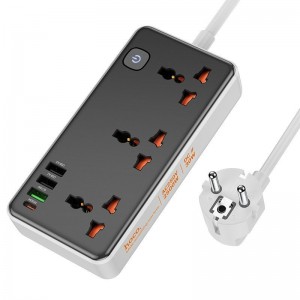 Подовжувач Hoco AC8A Storm (PD30W/1C/3A/3xSocket) (1.5m)  (Black)