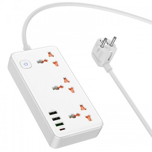 Удлинитель Hoco AC8A Storm (PD30W/1C/3A/3xSocket) (1.5m) (White)