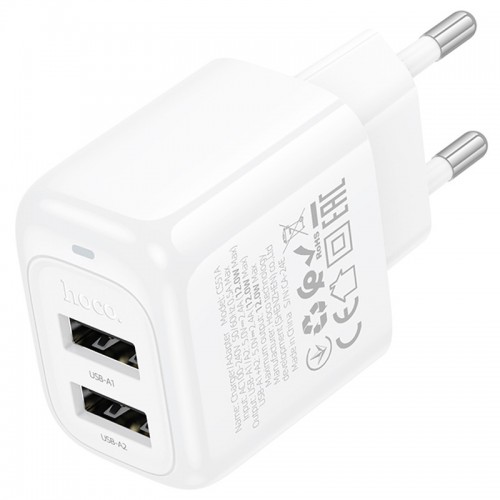 Сетевое зарядное устройство Hoco CS51A Surplus (2USB-A) (White)