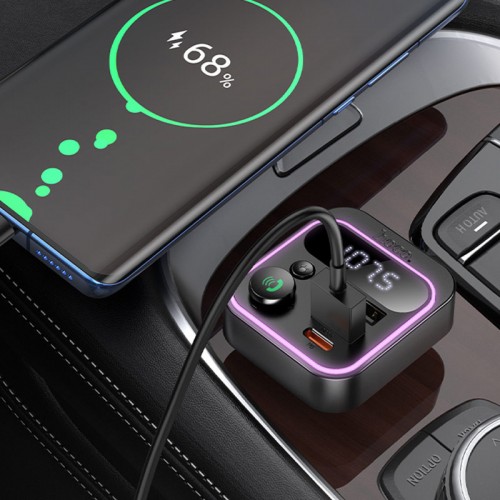 Автомобильное зарядное устройство FM модулятор Hoco E85 Tiger PD20W+QC3.0 (Black)
