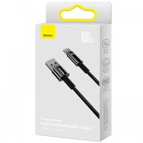 Дата кабель Baseus Tungsten Gold USB to Type-C Cable 100W (1m) (CAWJ00000) (Black)
