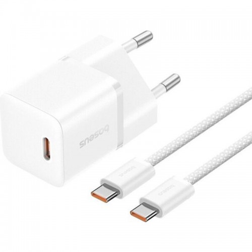 Мережевий зарядний пристрій Baseus GaN5 Fast Charger (mini) 1C 25W + Type-C to Type-C (P10110909113) (White)