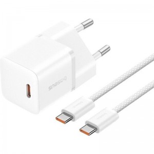 Сетевое зарядное устройство Baseus GaN5 Fast Charger (mini) 1C 20W + Type-C to Type-C (P10110900113) (White)