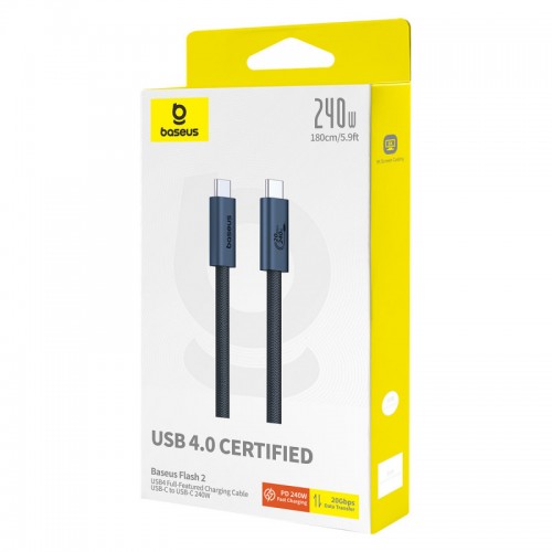 Дата кабель Baseus Flash 2 USB4 Full-Featured Type-C to Type-C 240W (1.8m) (P10311803112) (Cluster Black)