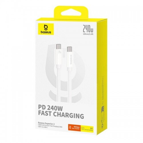 Дата кабель Baseus Superior 2 USB4 Full-Function Type-C to Type-C 240W (1.8m) (P10365200211-05) (Moon White)