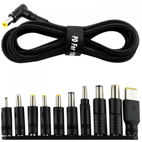 Кабель USB-C to DC 100W с набором переходников для ноутбука 10in1 (Black)