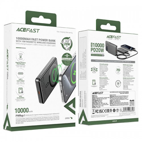 Power Bank Acefast M12 PD20W с БЗУ 10000 mAh (Black)