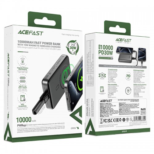 Power Bank Acefast M10 PD30W с БЗУ 10000 mAh (Black)