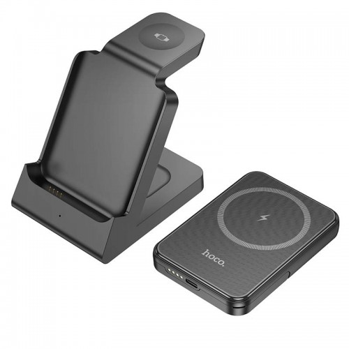 Power Bank + зарядная станция Hoco J149 Victory 3in1 magnetic с БЗУ 5000 mAh (Black)