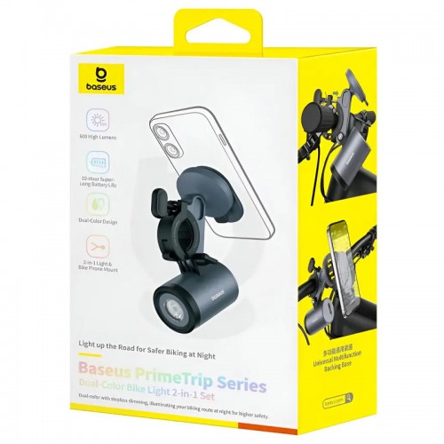 Ліхтар велосипедний з тримачем для телефону Baseus PrimeTrip Series Dual-Color Bike Light 2-in-1 (Cosmic Black)