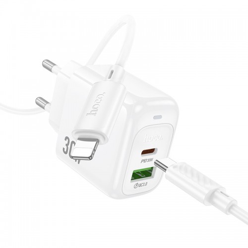 Сетевое зарядное устройство Hoco CS55A Surplus PD30W+QC3.0 (1USB-A/1C) + кабель Type-C to Lightning
