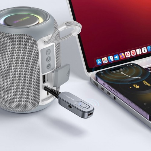 Bluetooth AUX аудио ресивер/трансмиттер BOROFONE BC51 Clear way (Metal grey)