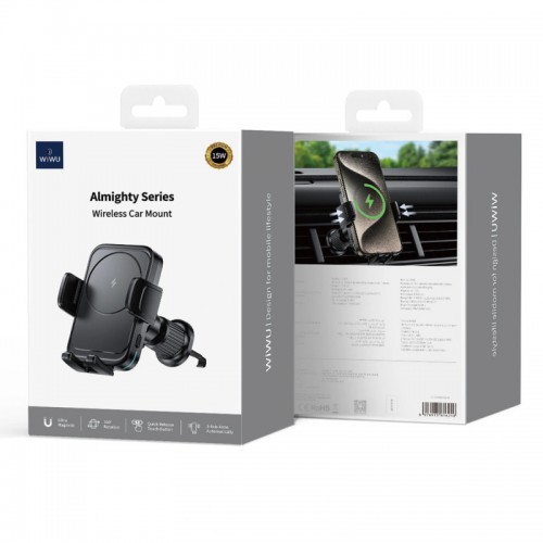 Автодержатель для телефона с БЗУ WIWU CH-321 15W (Black)