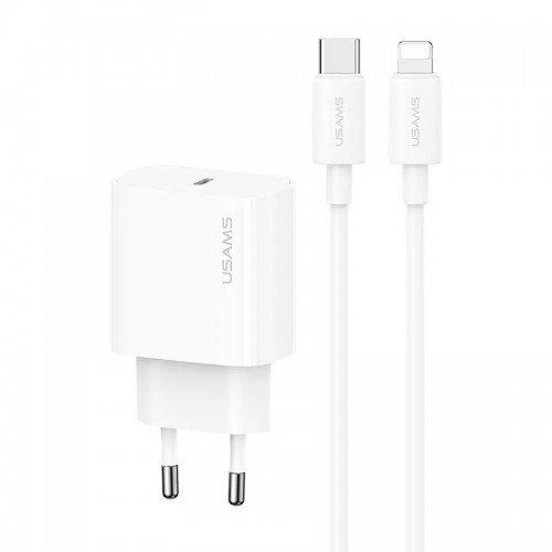 Сетевое зарядное устройство Usams US-CC226 Kit-Yi Ser. 20W (1USB-C) + кабель Type-C to Lightning (White)