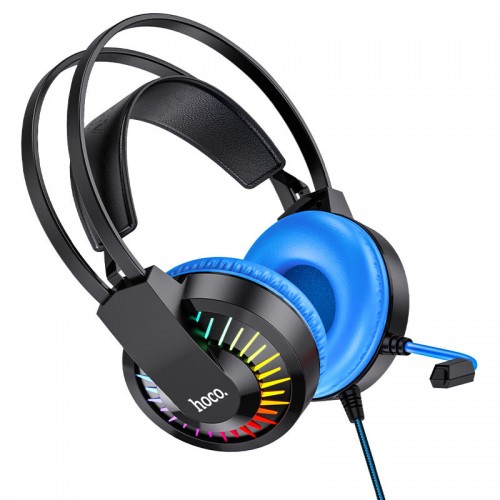 Накладные наушники Hoco W105 Joyful (USB+3.5mm/1.2m) (Blue)