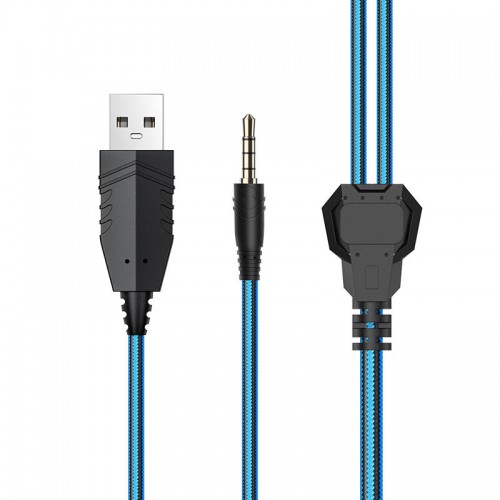 Накладные наушники Hoco W105 Joyful (USB+3.5mm/1.2m) (Blue)
