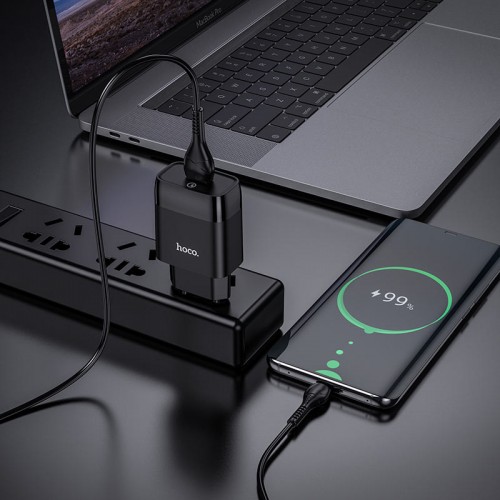 СЗУ Hoco C72Q Glorious QC3.0 18W (1USB-A) + кабель USB to MicroUSB