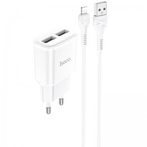 СЗУ Hoco C88A Star round 2.4A (2USB-A) + кабель USB to Lightning