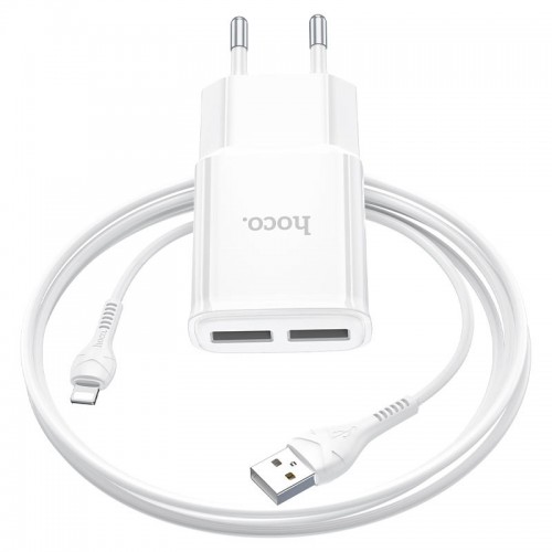 СЗУ Hoco C88A Star round 2.4A (2USB-A) + кабель USB to Lightning