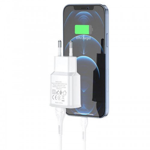 СЗУ Hoco C88A Star round 2.4A (2USB-A) + кабель USB to Lightning