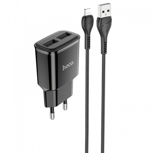 МЗП Hoco C88A Star round 2.4A (2USB-A) + кабель USB to Lightning