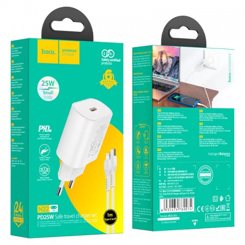 МЗП Hoco N22 Jetta PD25W (1USB-C) + кабель Type-C to Lightning
