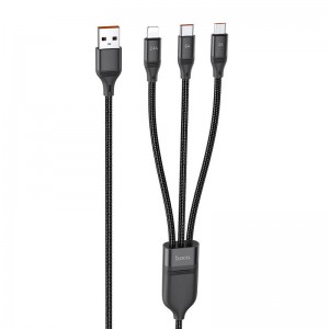Дата кабель Hoco U104 Ultra 6A 3in1 Lightning-MicroUSB-Type-C (1.2m)