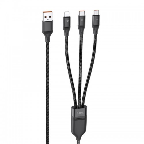 Дата кабель Hoco U104 Ultra 6A 3in1 Lightning-MicroUSB-Type-C (1.2m)