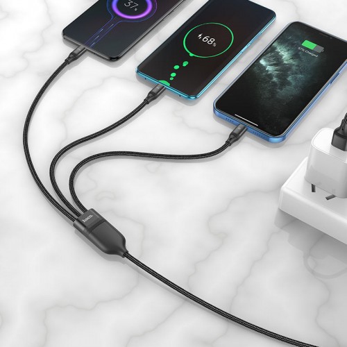 Дата кабель Hoco U104 Ultra 6A 3in1 Lightning-MicroUSB-Type-C (1.2m)
