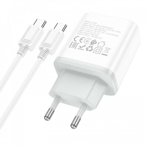 МЗП Hoco C105A Stage PD20W+QC3.0 (1USB-A/1C) + кабель Type-C to Type-C