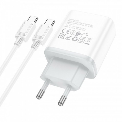 МЗП Hoco C104A PD20W (1USB-C) + кабель Type-C to Type-C