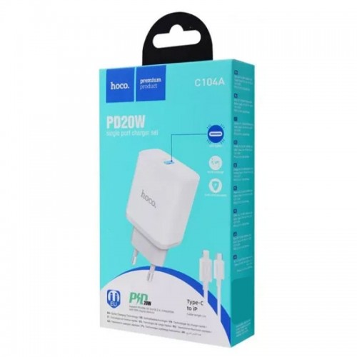 МЗП Hoco C104A PD20W (1USB-C) + кабель Type-C to Type-C