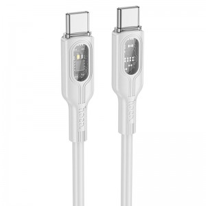 Дата кабель Hoco U120 Transparent explore intelligent power-off PD 60W Type-C to Type-C (1.2m)