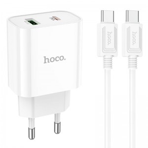 СЗУ Hoco C80A Plus Rapido PD20W+QC3.0 (1USB-A/1C) + кабель Type-C to Type-C