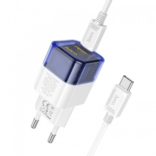 МЗП Hoco C125A Transparent PD20W (1USB-C) + кабель Type-C to Type-C