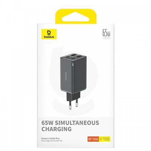 СЗУ Baseus GaN6 Pro OS 65W (2USB-A/2C) + кабель Type-C to Type-C (P10162701)